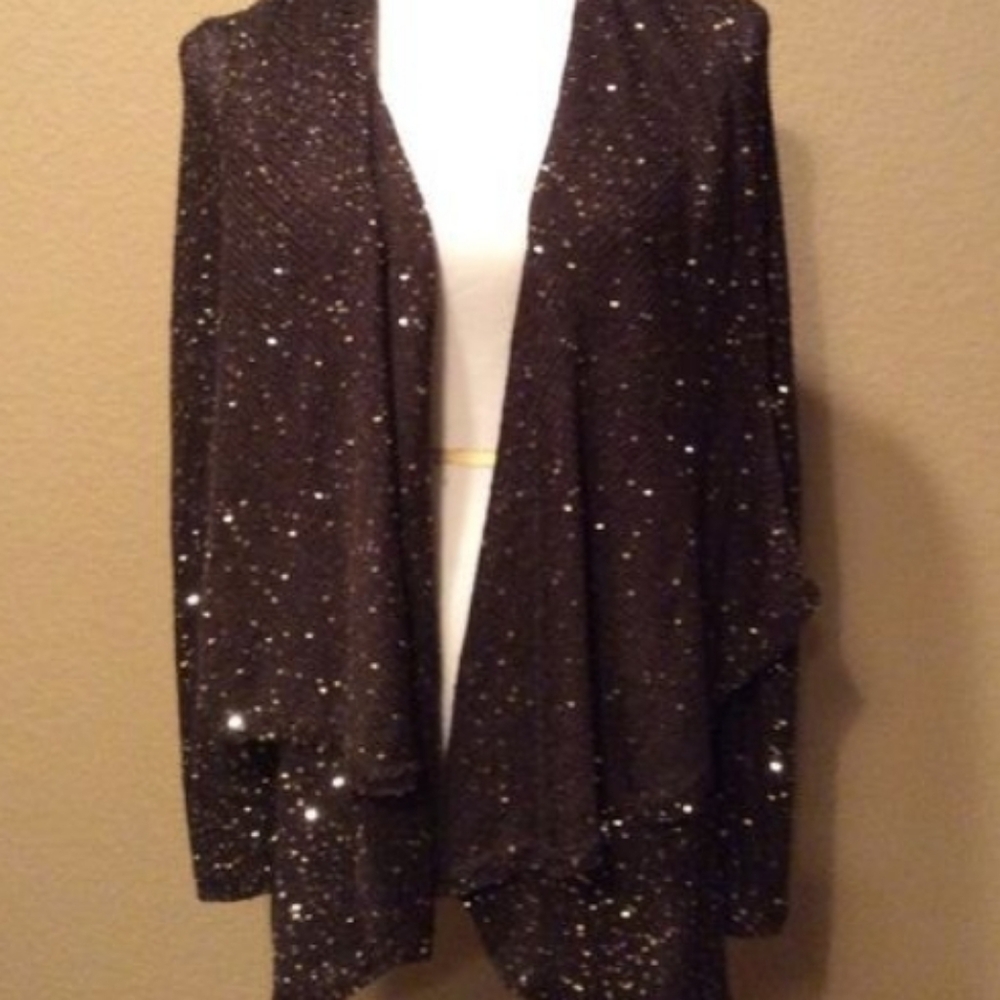 Alice+Olivia Elegant Brown With Gold Sequin Women's Sweater